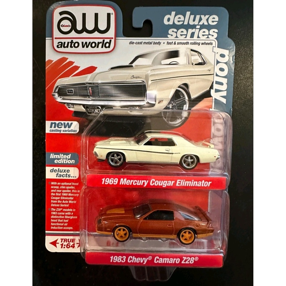 AUTO WORLD Deluxe 2-pack - 69 Mercury Cougar Eliminator & 83 Chevy Camaro Z28